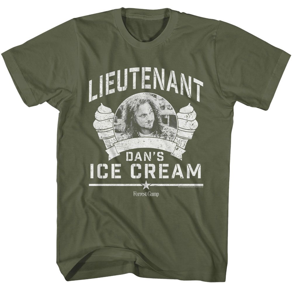 Wholesale Forrest Gump Lt Dan Ice Cream Solid Military Green Adult T-Shirt
