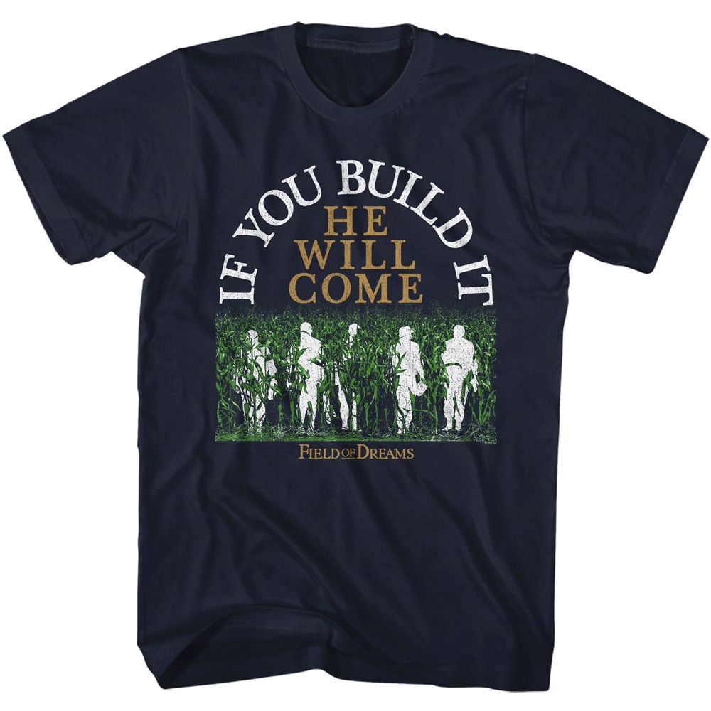 Wholesale Field of Dreams He Will Come Navy Adult T-Shirt