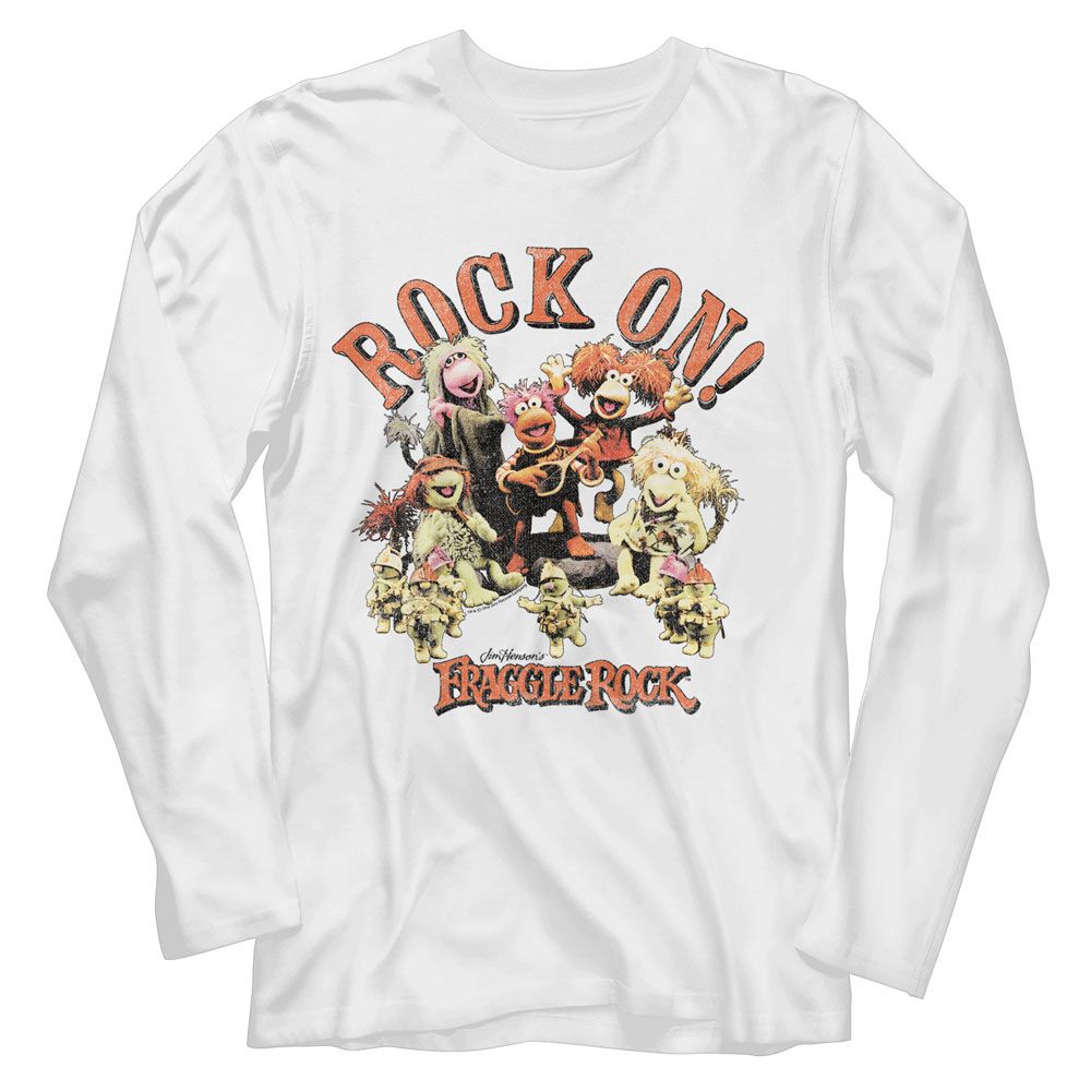Wholesale Fraggle Rock on Puppets White Adult Long Sleeve T-Shirt