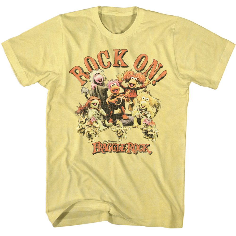 Wholesale Fraggle Rock Rock on Puppets Heather Yellow Heather T-Shirt
