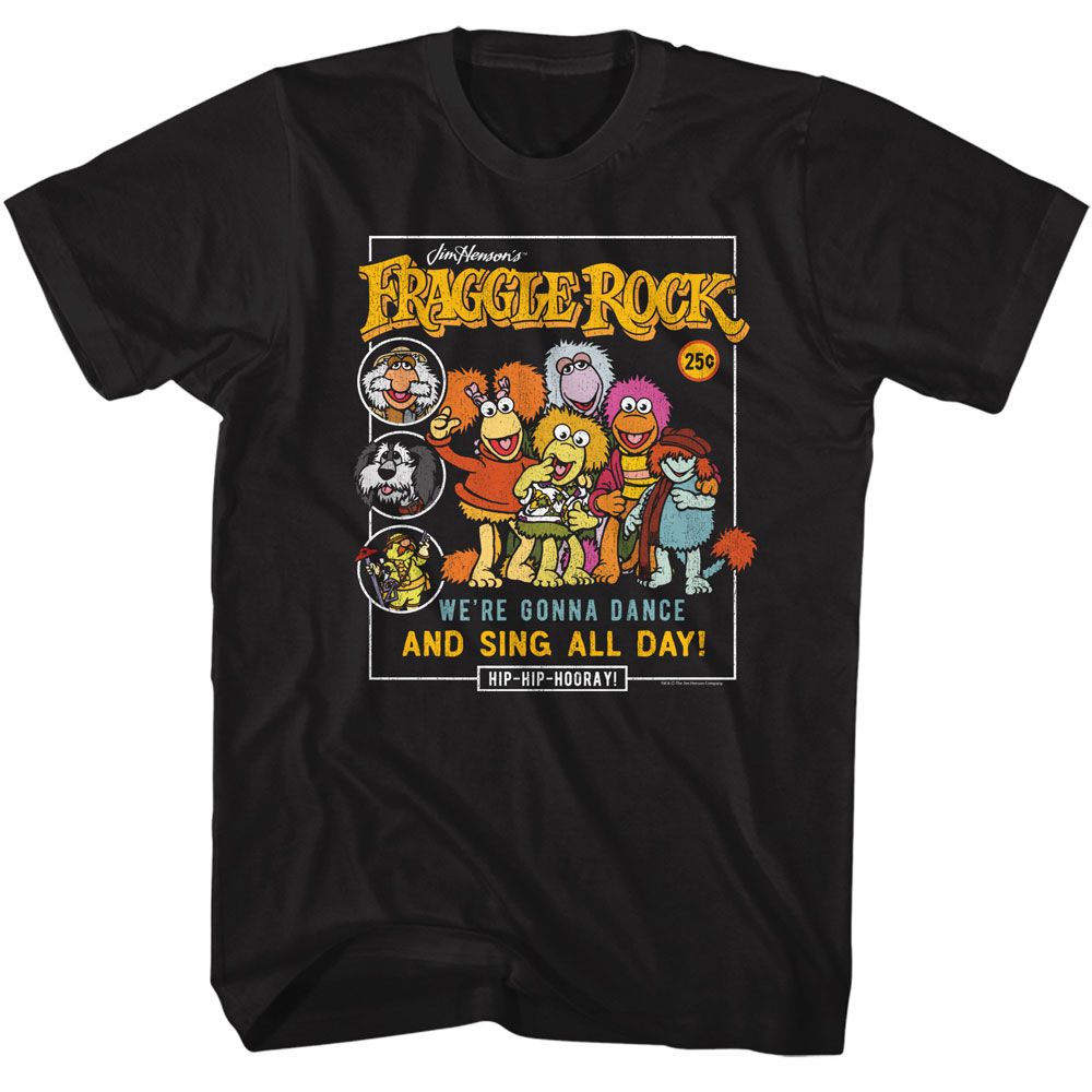 Wholesale Fraggle Rock Comic Cover Style Black T-Shirt