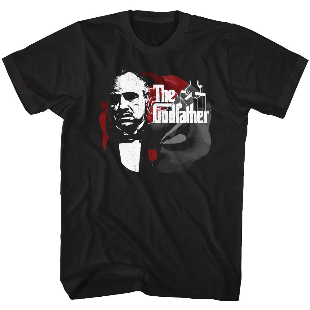 Wholesale Godfather Rose and Logo Black Adult T-Shirt