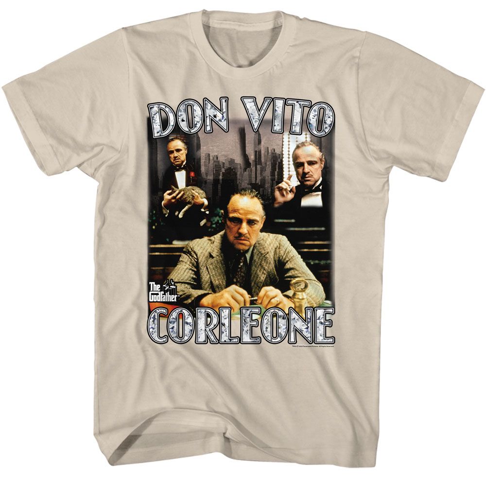 Wholesale Godfather Movie Don Vito Collage Solid Sand Adult T-Shirt