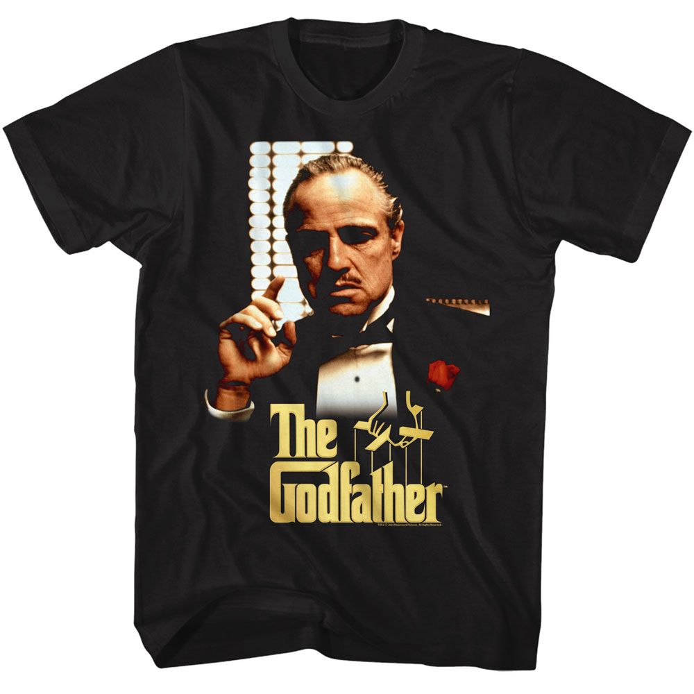 Wholesale Godfather Movie Gold Logo Point Black Adult T-Shirt