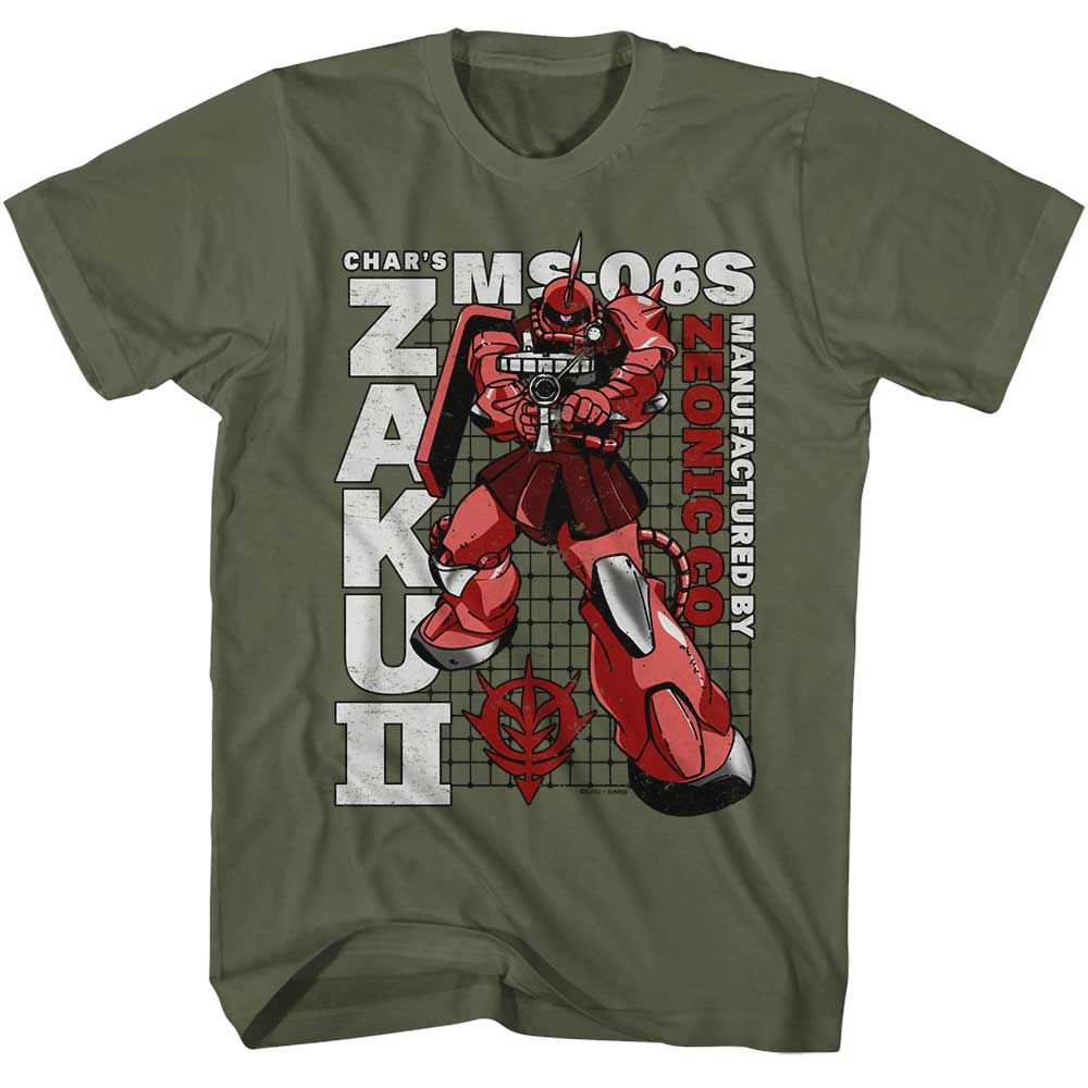 Wholesale Gundam Zaku II Sheet Military Green T-Shirt