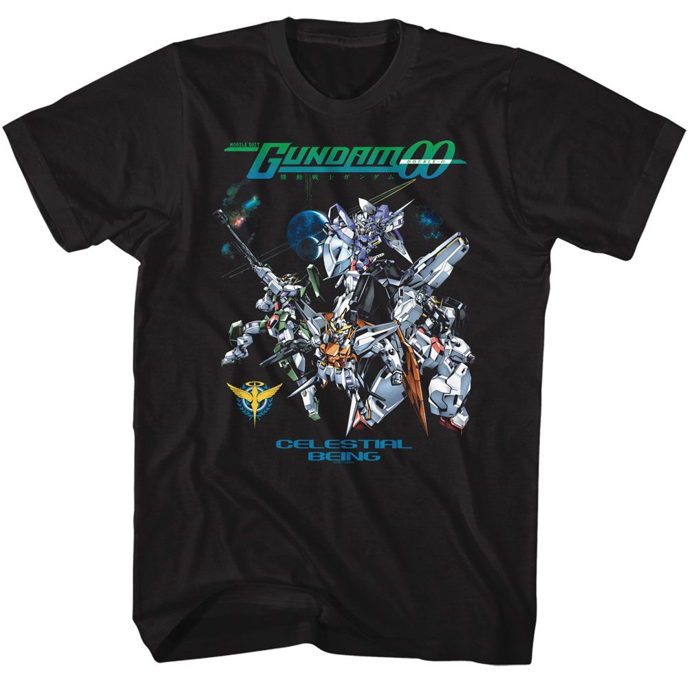 Wholesale Gundam Celestial Being in Space Black T-Shirt