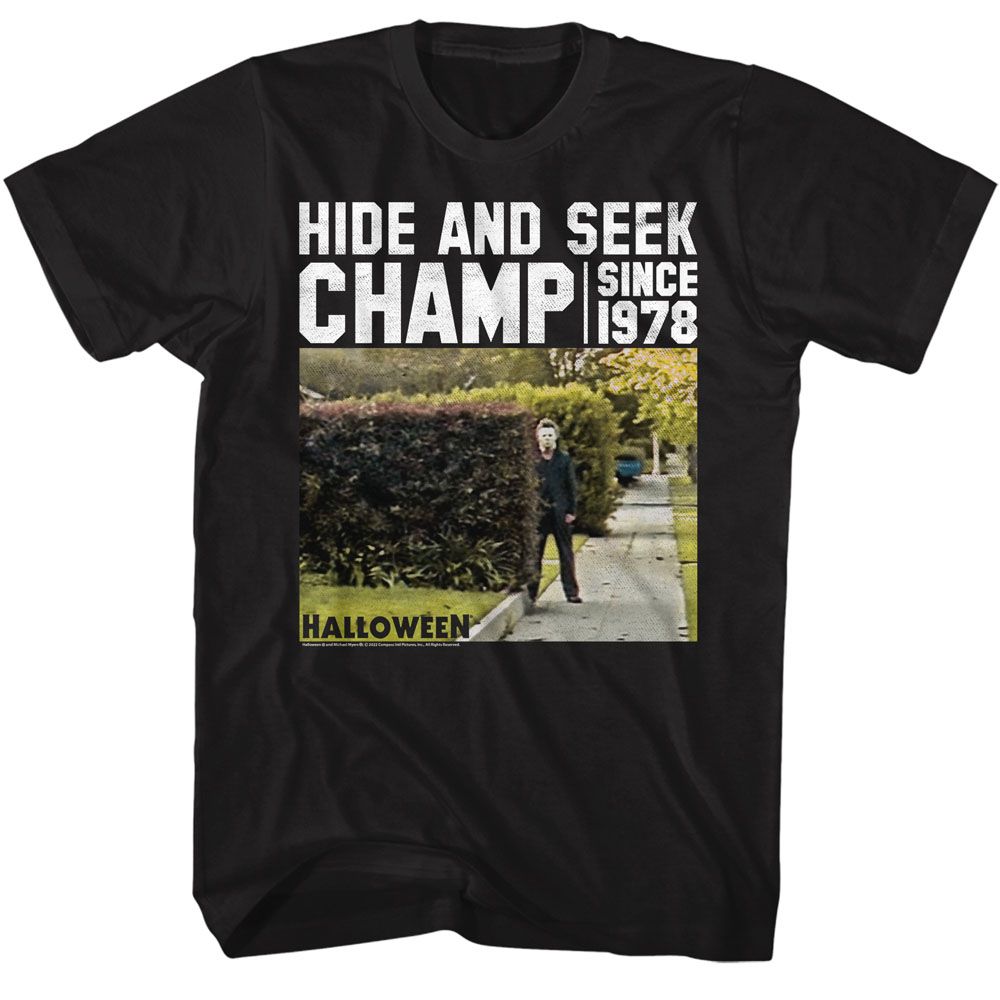 Wholesale Halloween Movie Hide and Seek Bushes Black Adult T-Shirt