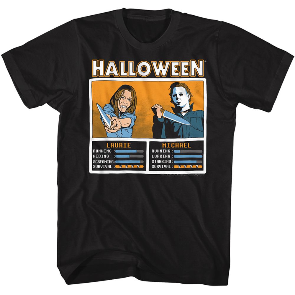 Wholesale Halloween Movie Laurie vs Michael Face Off Black Adult T-Shirt