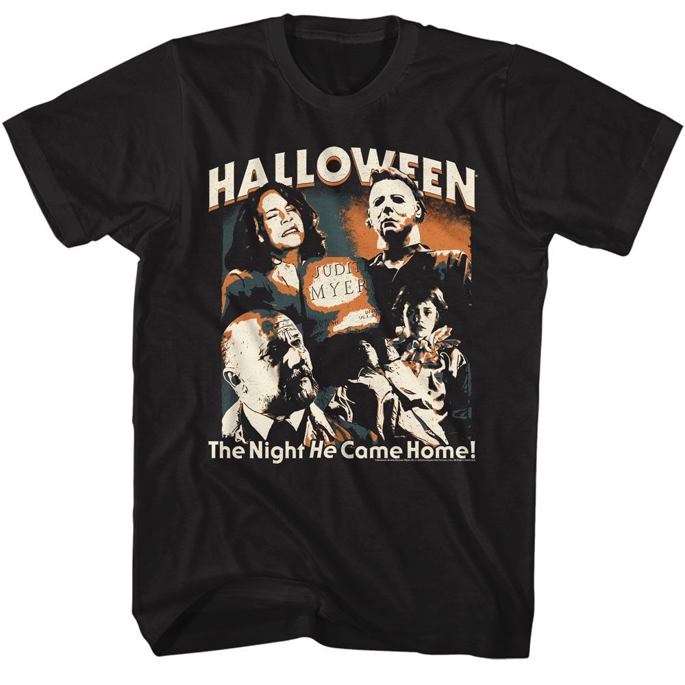Wholesale Halloween Movie Five Photo Collage Black Adult T-Shirt