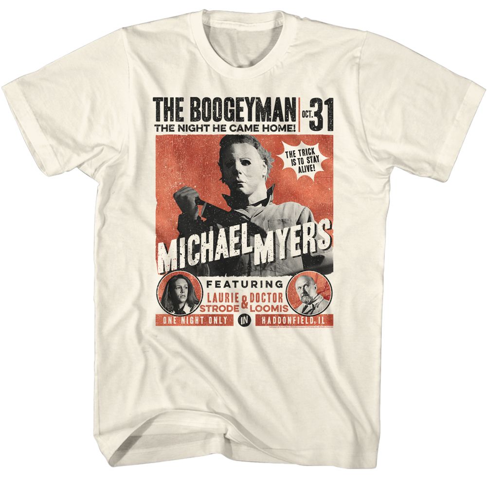 Wholesale Halloween Movie Poster Style Solid Natural Adult T-Shirt