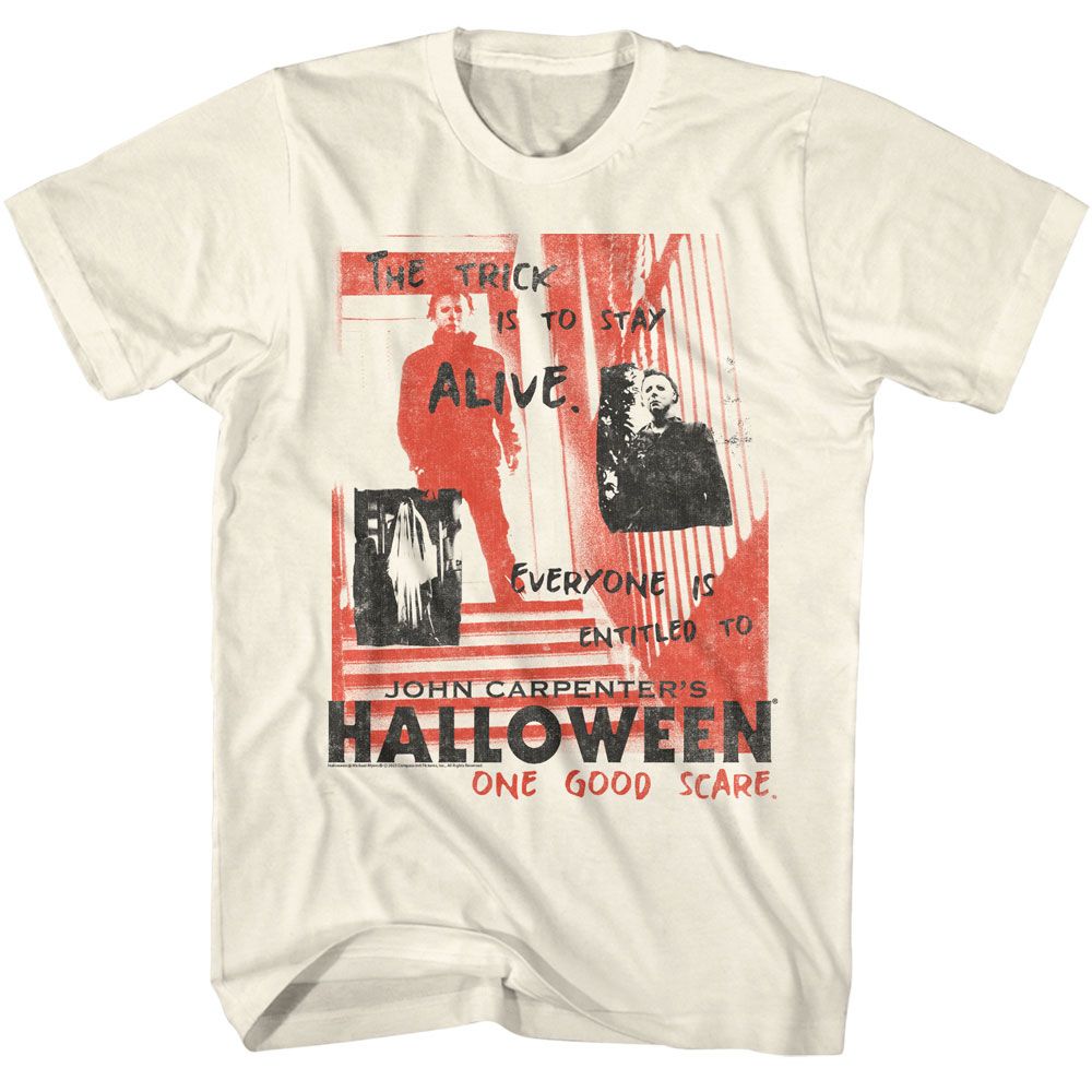 Wholesale Halloween Movie One Good Scare Handwritten Solid Natural Adult T-Shirt