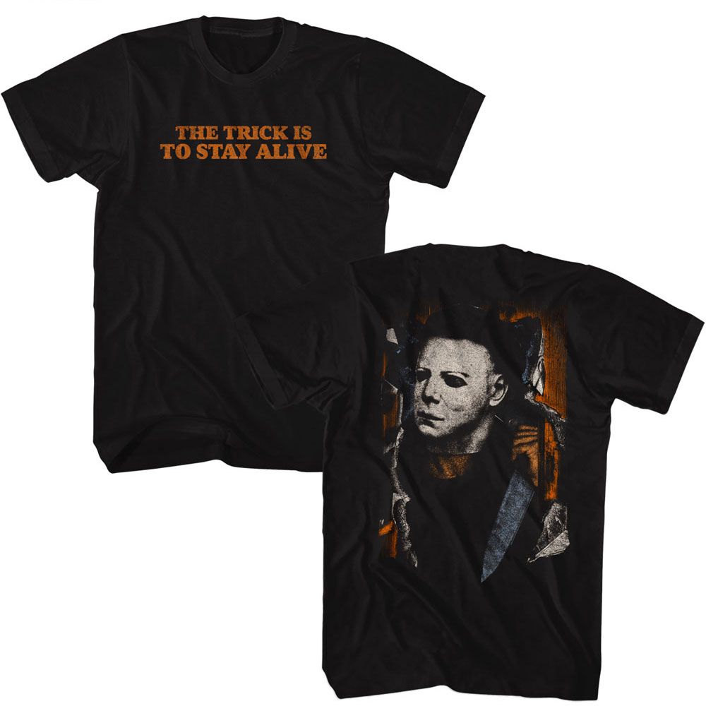 Wholesale Halloween Movie Michael Break Through Front & Back Black Adult T-Shirt