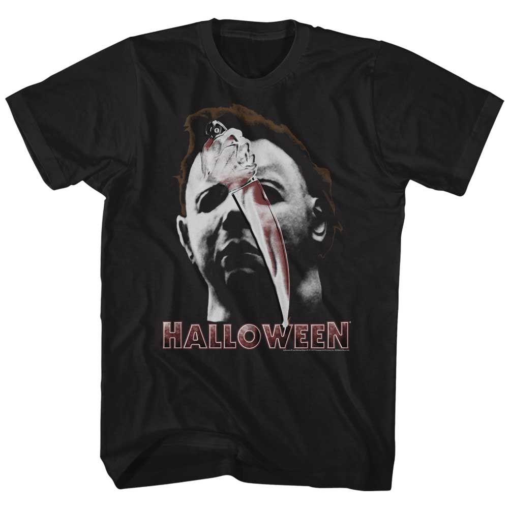 Wholesale Halloween Mask and Knife Black Adult T-Shirt