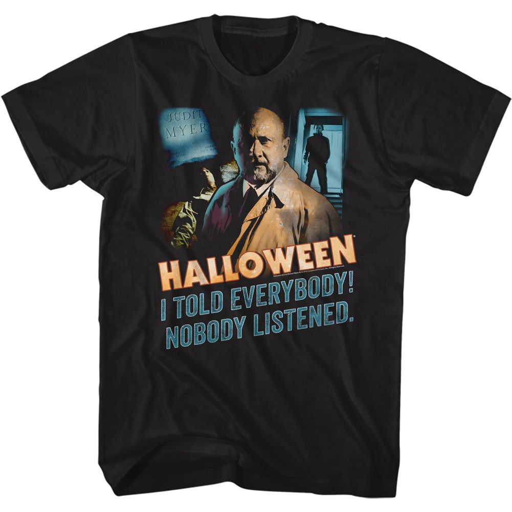 Wholesale Halloween Nobody Listened Black Adult T-Shirt