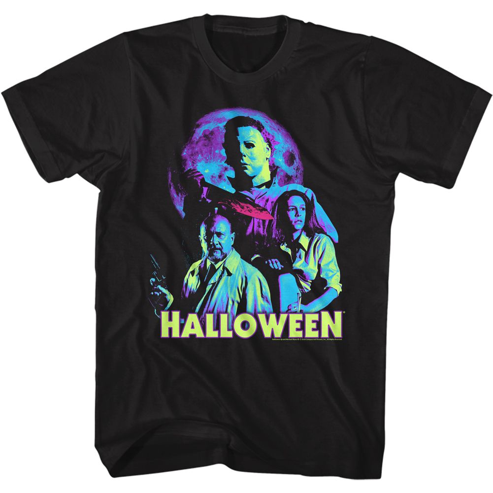 Wholesale Halloween Neon Moon Black Adult T-Shirt