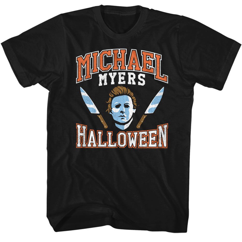 Wholesale Halloween Movie Varsity Style Michael Black Adult T-Shirt
