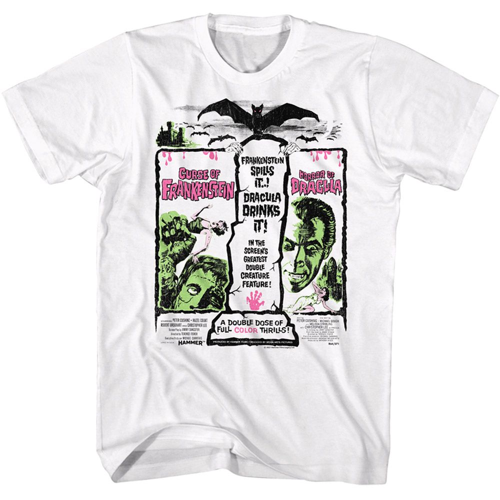 Wholesale Horror Movies Drac and Frank White Adult T-Shirt