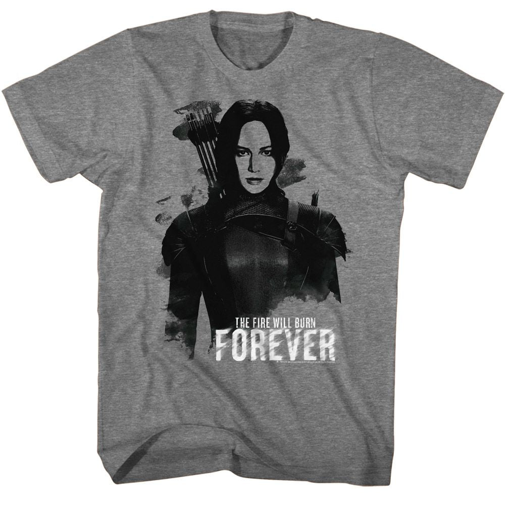 Wholesale Hunger Games Movie Katniss Burn Forever Solid Graphite Adult T-Shirt