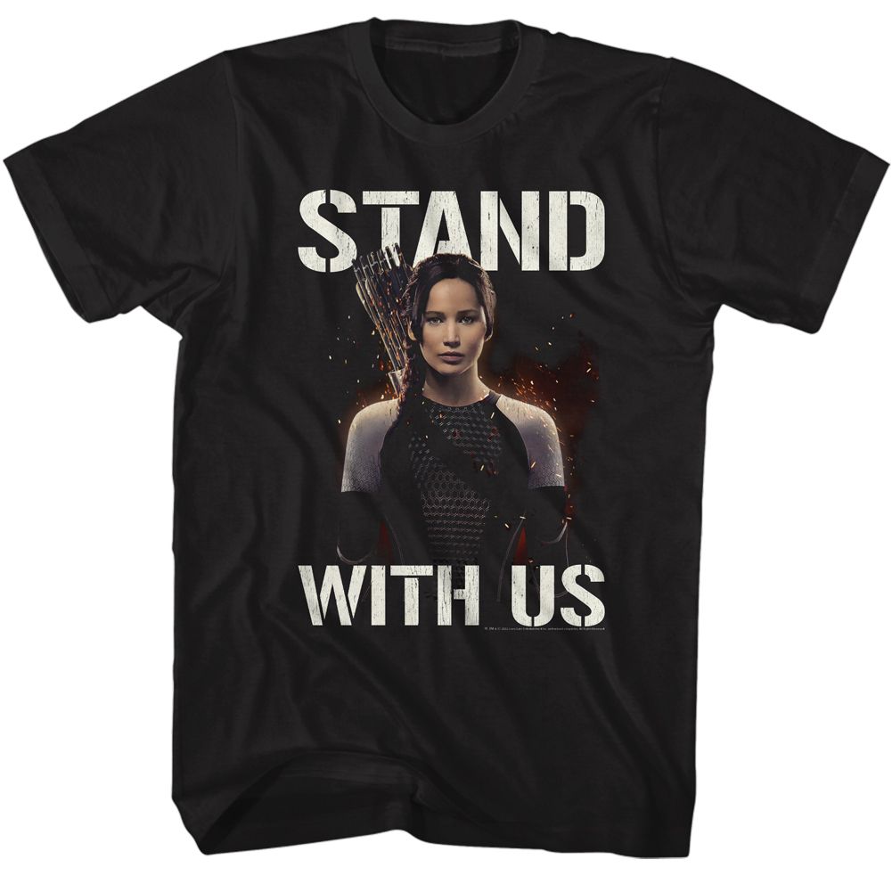 Wholesale Hunger Games Movie Stand with Us Katniss Black Adult T-Shirt