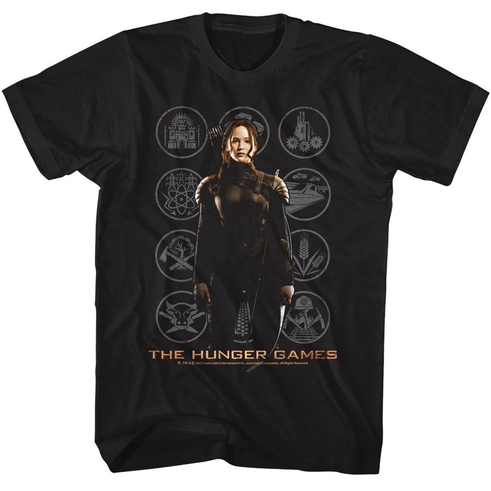 Wholesale Hunger Games Movie Katniss with Districts Black Adult T-Shirt
