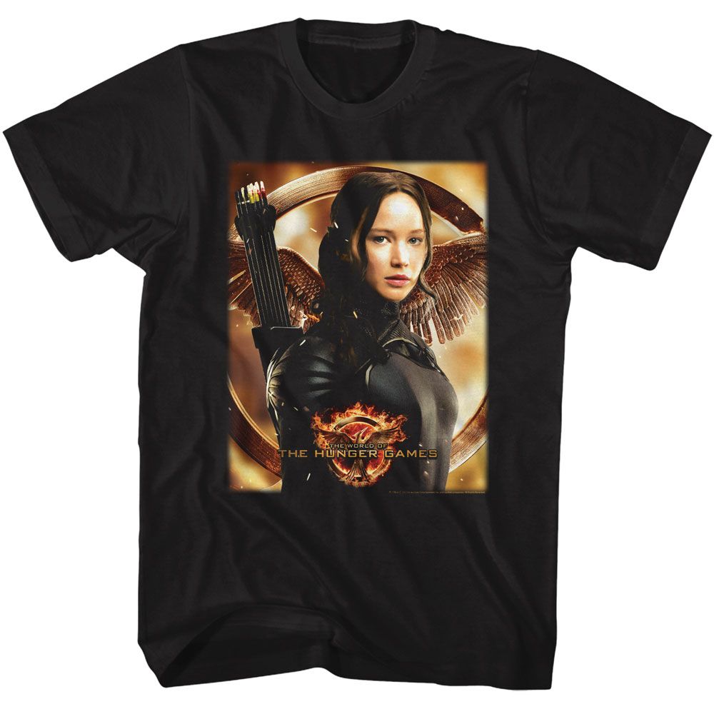 Wholesale Hunger Games Movie Katniss Mockingjay Background Black Adult T-Shirt