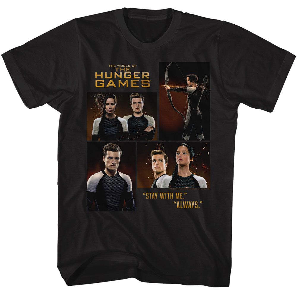 Wholesale Hunger Games Movie Katniss Peeta Four Photos Black Adult T-Shirt