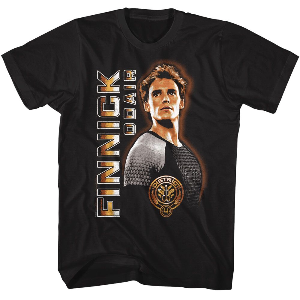 Wholesale Hunger Games Movie Finnick Vertical Text Black Adult T-Shirt