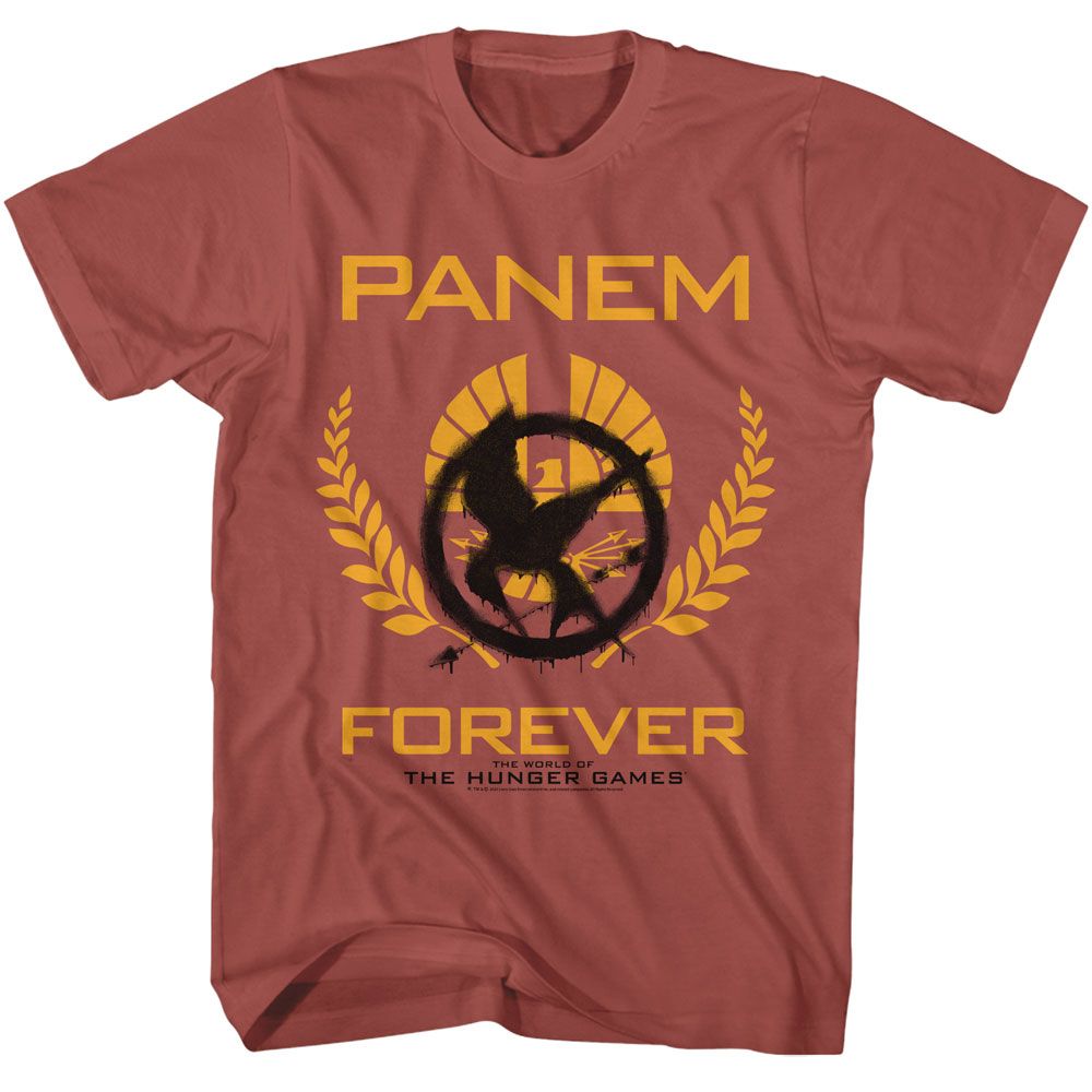 Wholesale Hunger Games Movie Mockingjay Graffiti Solid Terracotta Adult T-Shirt