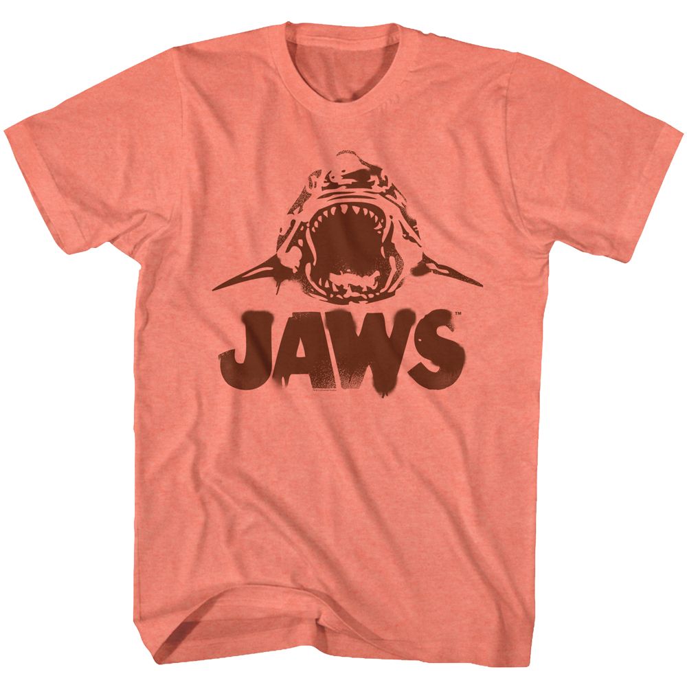 Wholesale JAWS Movie Neon Jaws Heather Retro Coral Adult T-Shirt