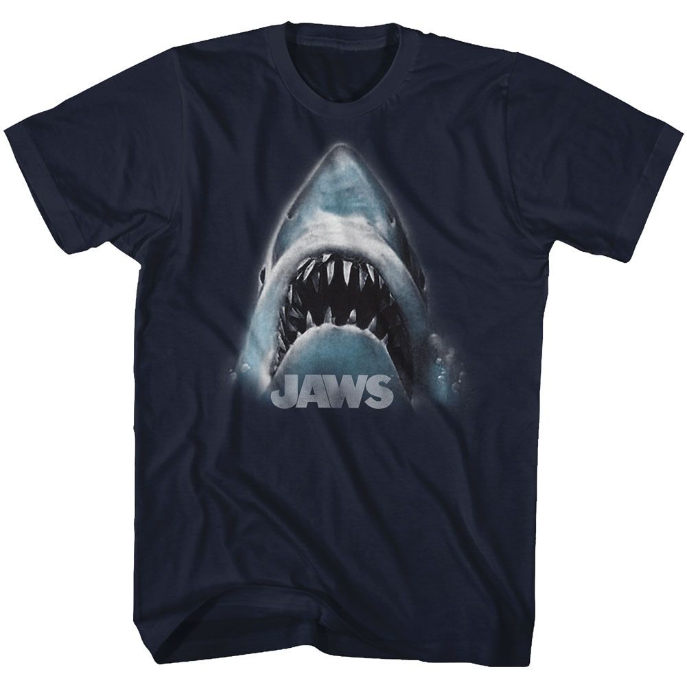 Wholesale JAWS Movie Head Logo Navy Adult T-Shirt