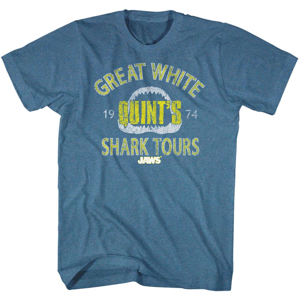 Wholesale JAWS Movie Shark Tour Heather Indigo Adult T-Shirt