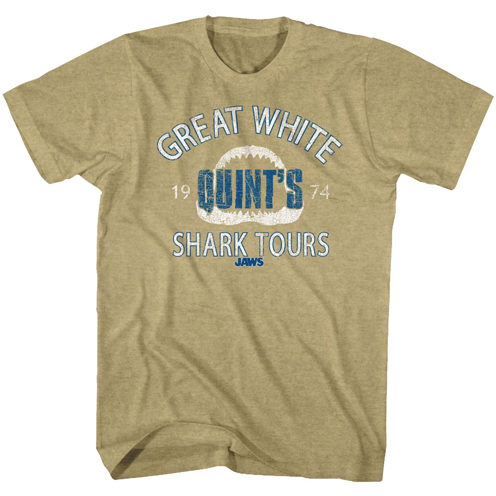 Wholesale JAWS Movie Shark Tour2 Heather Khaki Adult T-Shirt