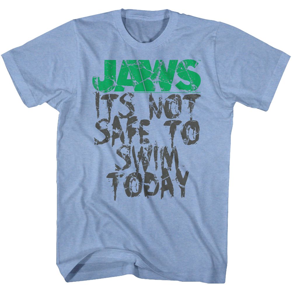 Wholesale JAWS Movie Not Safe Heather Light Blue Adult T-Shirt