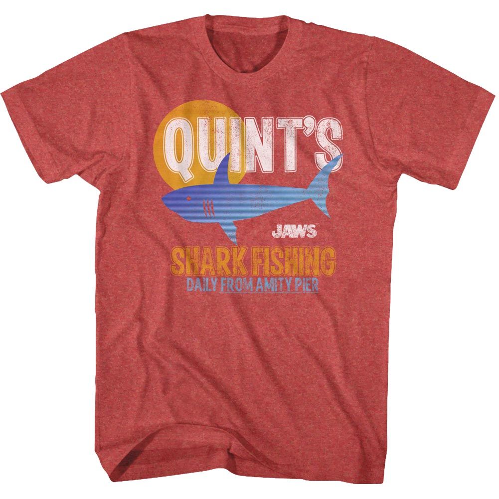 Wholesale JAWS Movie Quint Fish Heather Red Adult T-Shirt