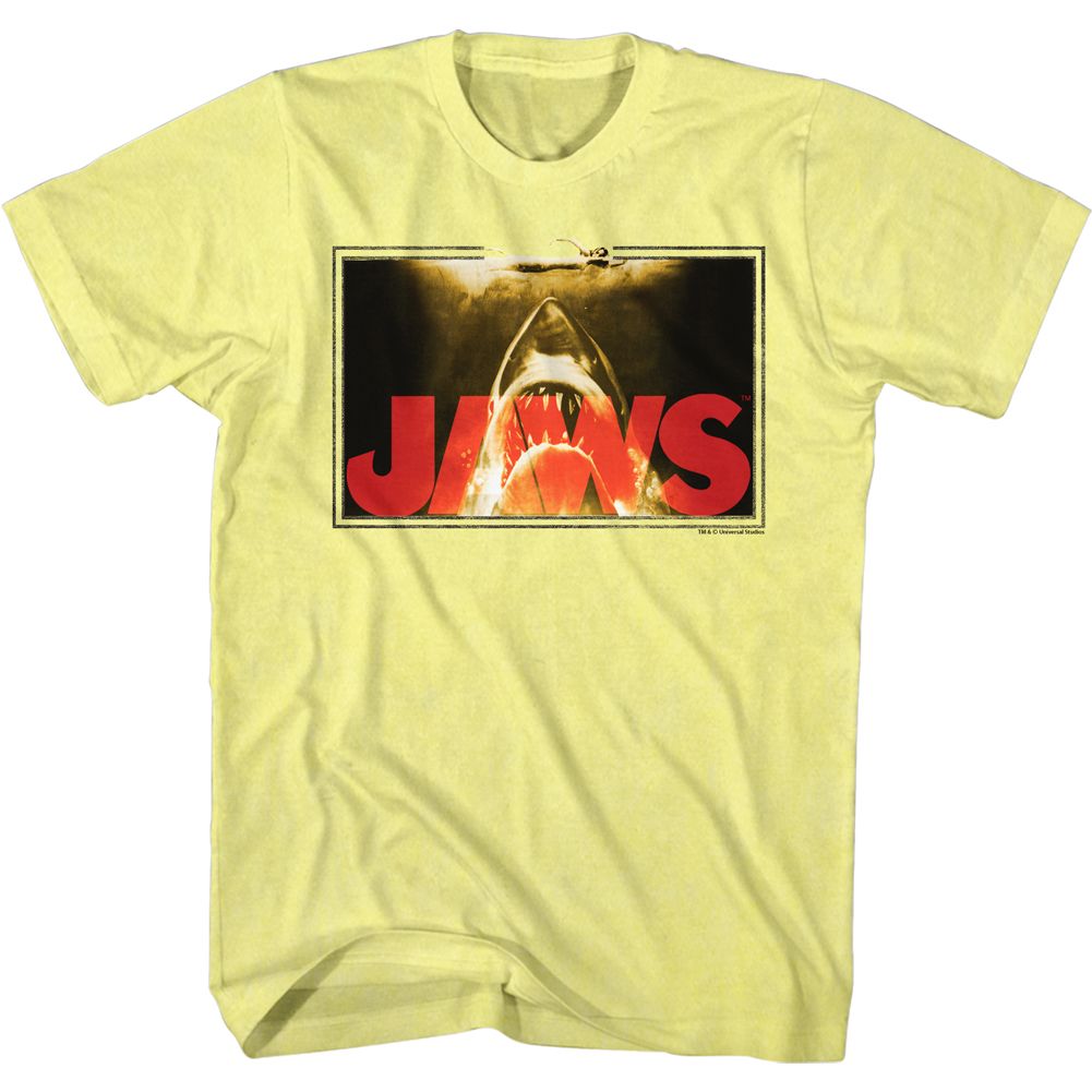 Wholesale JAWS Movie Swim Lines Heather Yellow Adult T-Shirt