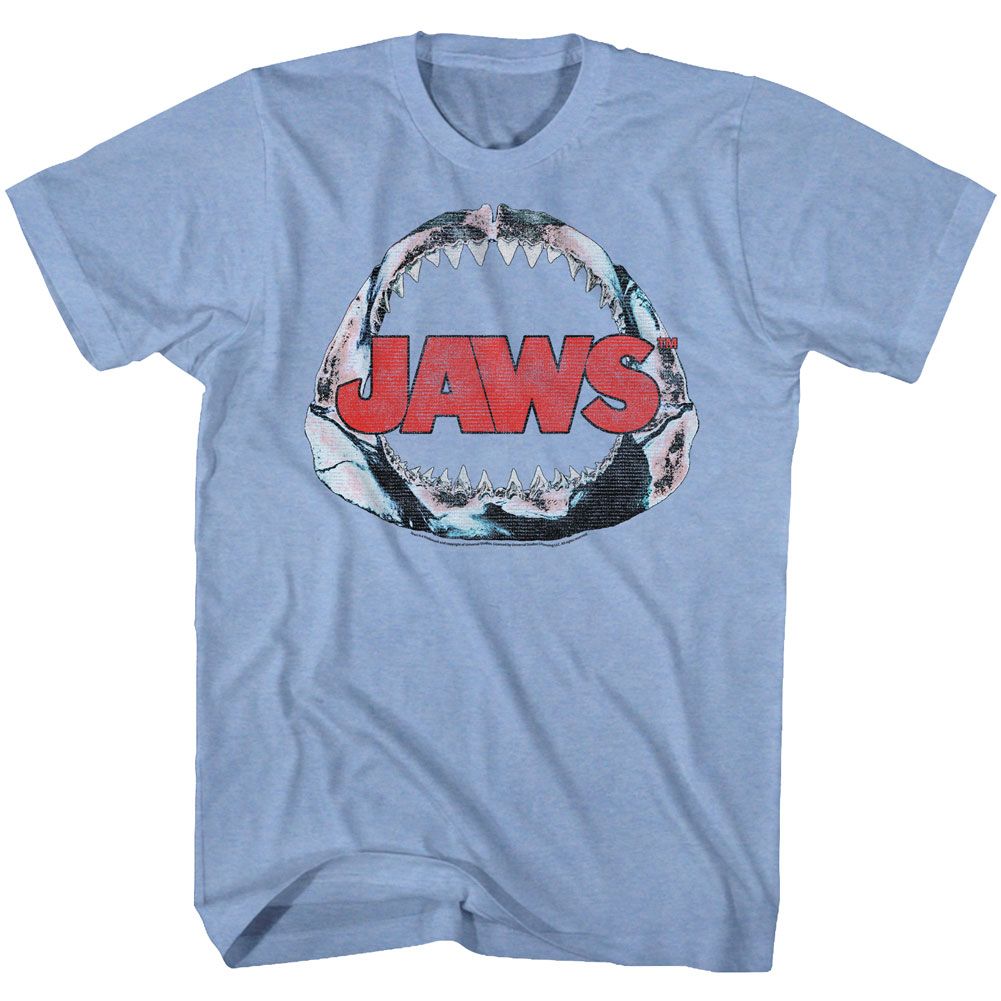 Wholesale JAWS Movie Jawbone Heather Light Blue Adult T-Shirt