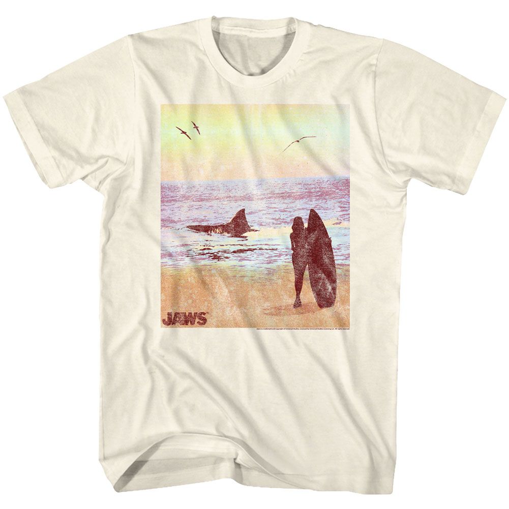 Wholesale JAWS Movie Surfside Solid Natural Adult T-Shirt