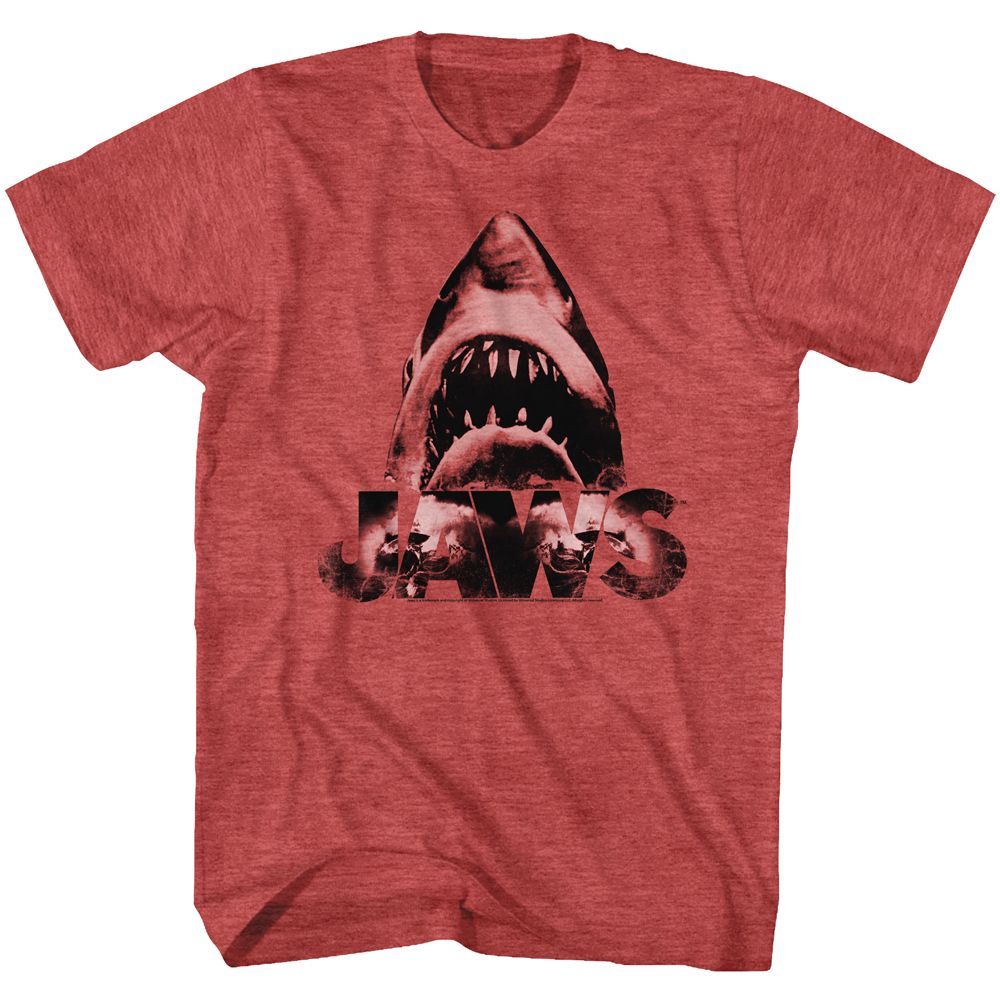Wholesale JAWS Movie Burnt Jaws Heather Red Adult T-Shirt