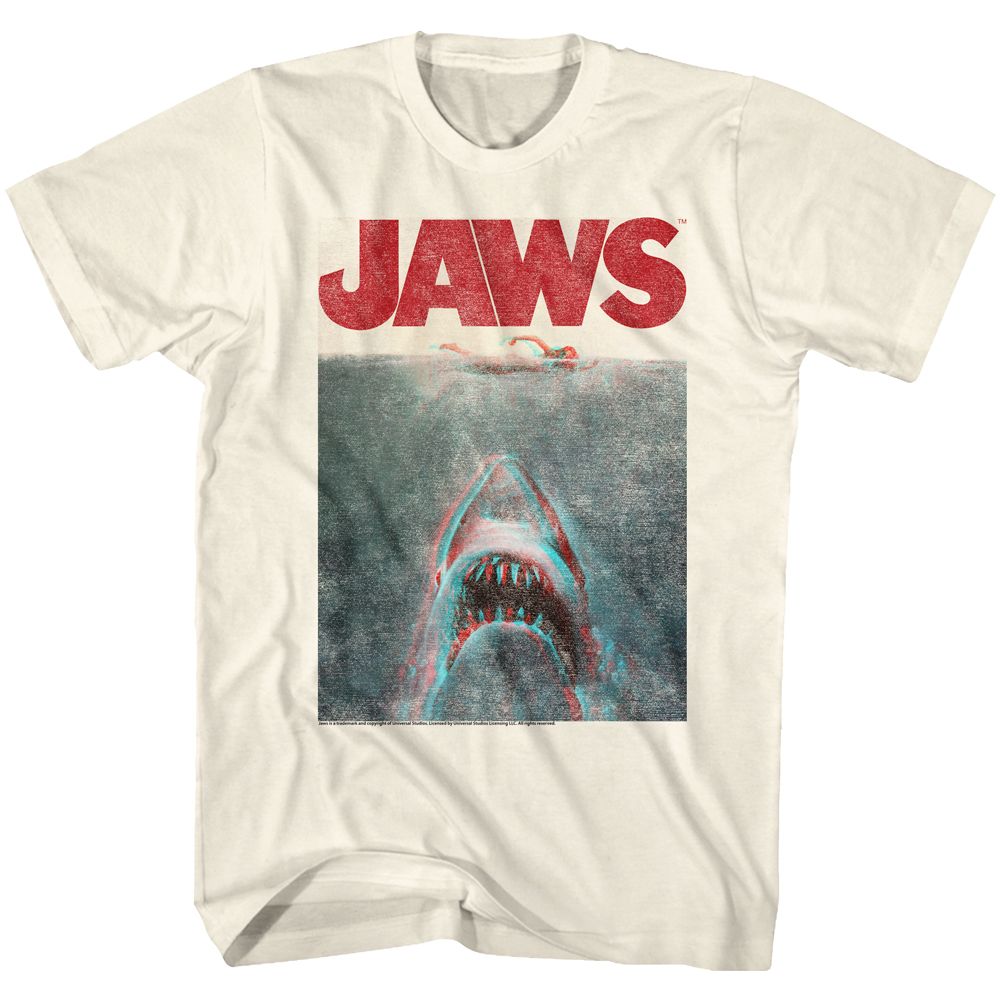 Wholesale JAWS Movie in Terrifying 3D Solid Natural Adult T-Shirt