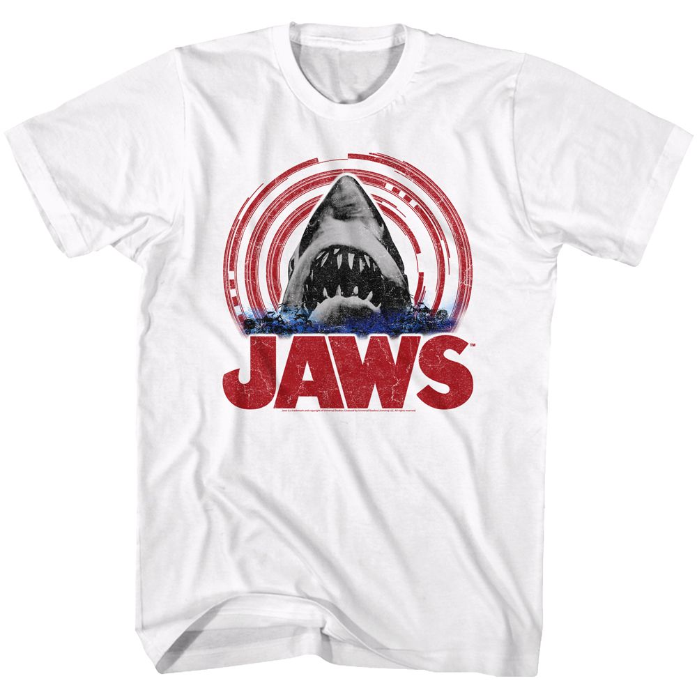 Wholesale JAWS Movie Spiral White Adult T-Shirt