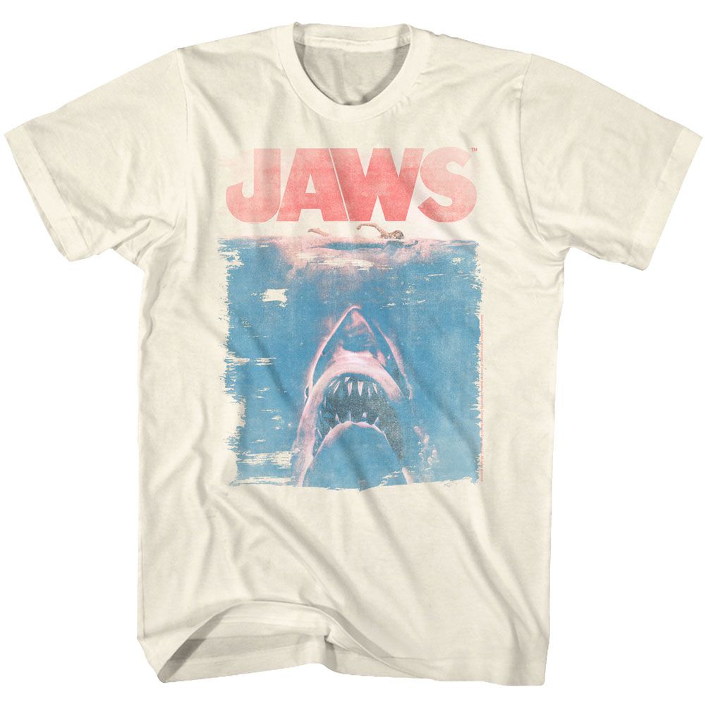 Wholesale JAWS Movie Fade Solid Natural Adult T-Shirt