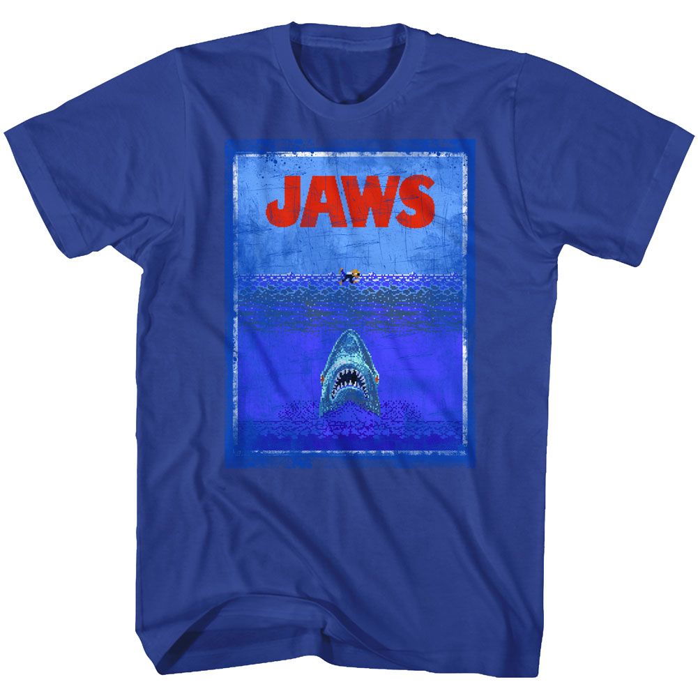 Wholesale JAWS Movie 8-Bit Terror Solid Royal Adult T-Shirt