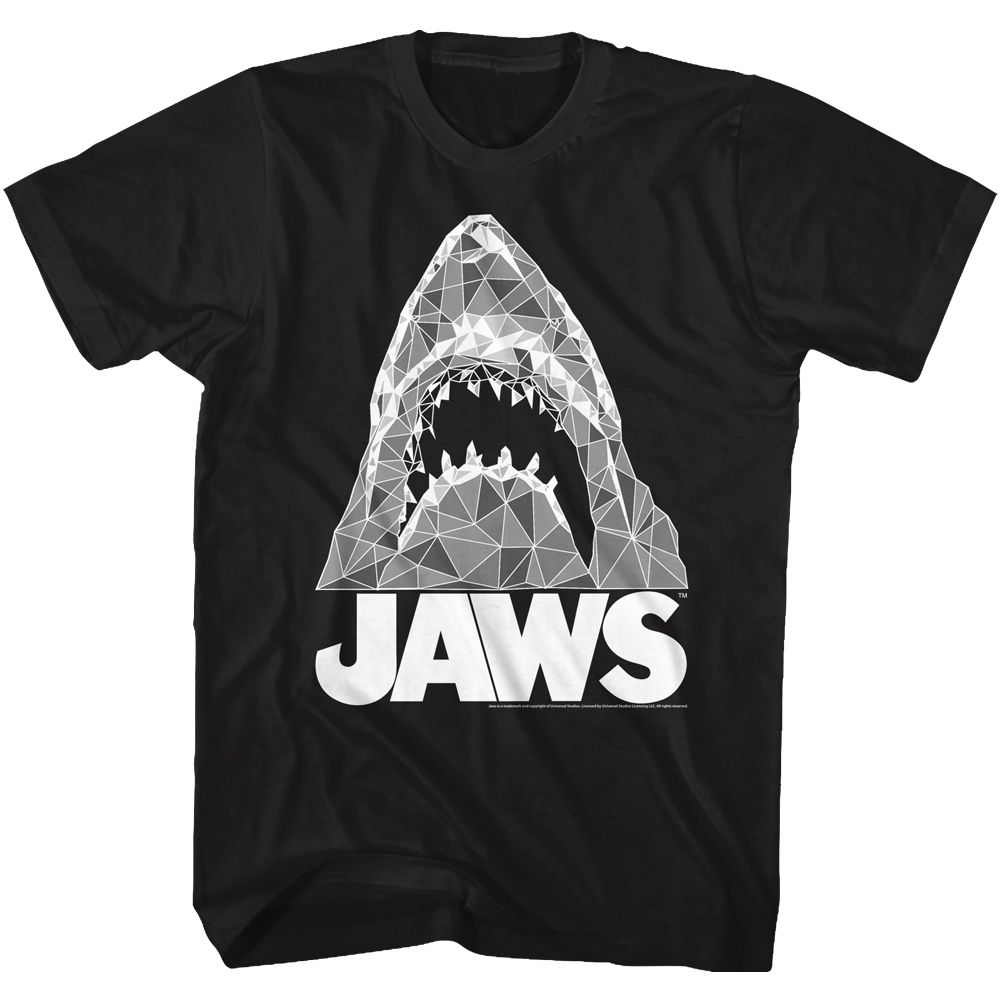 Wholesale JAWS Movie Geometric Sharks Black Adult T-Shirt