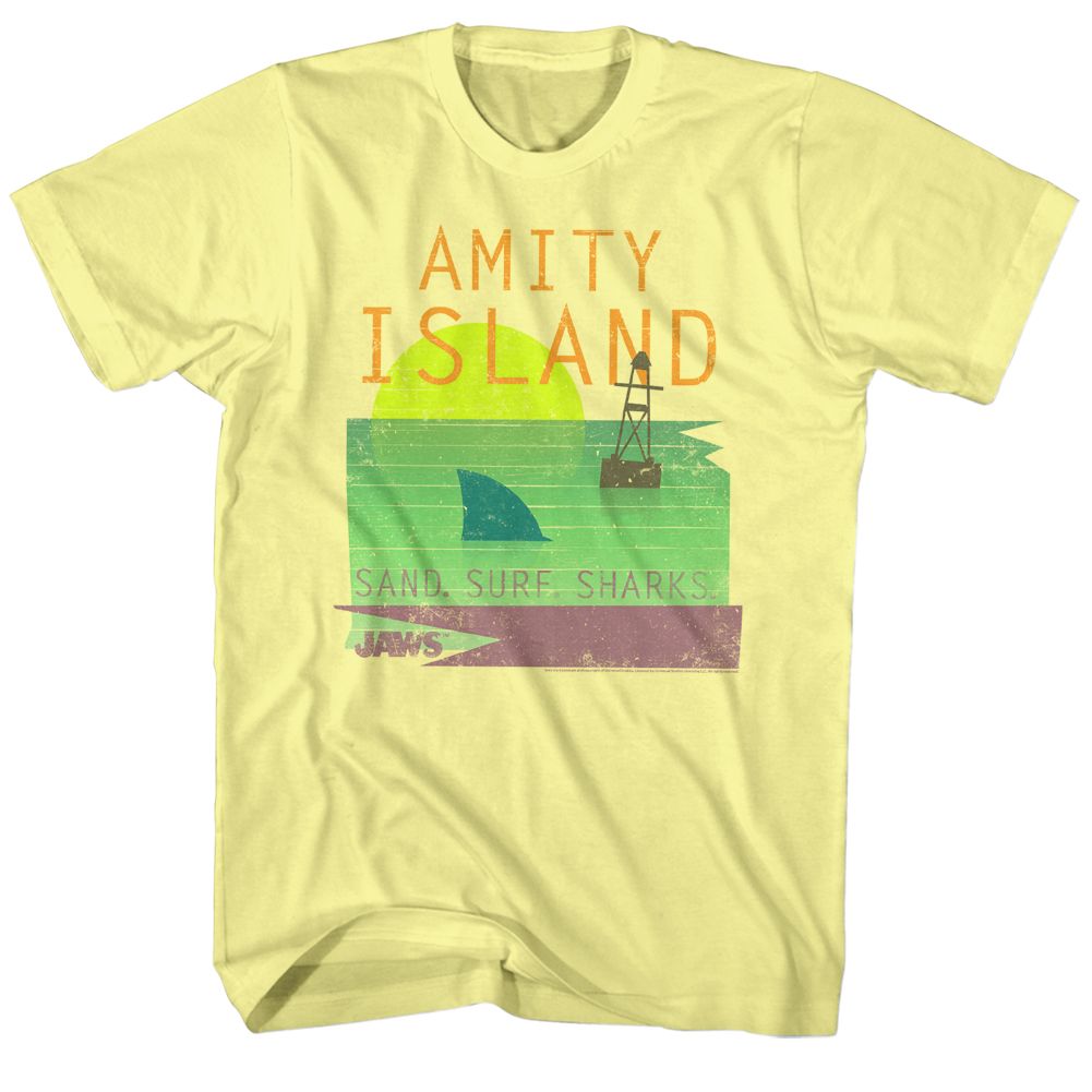 Wholesale JAWS Movie Sandsurfsharks Heather Yellow Adult T-Shirt
