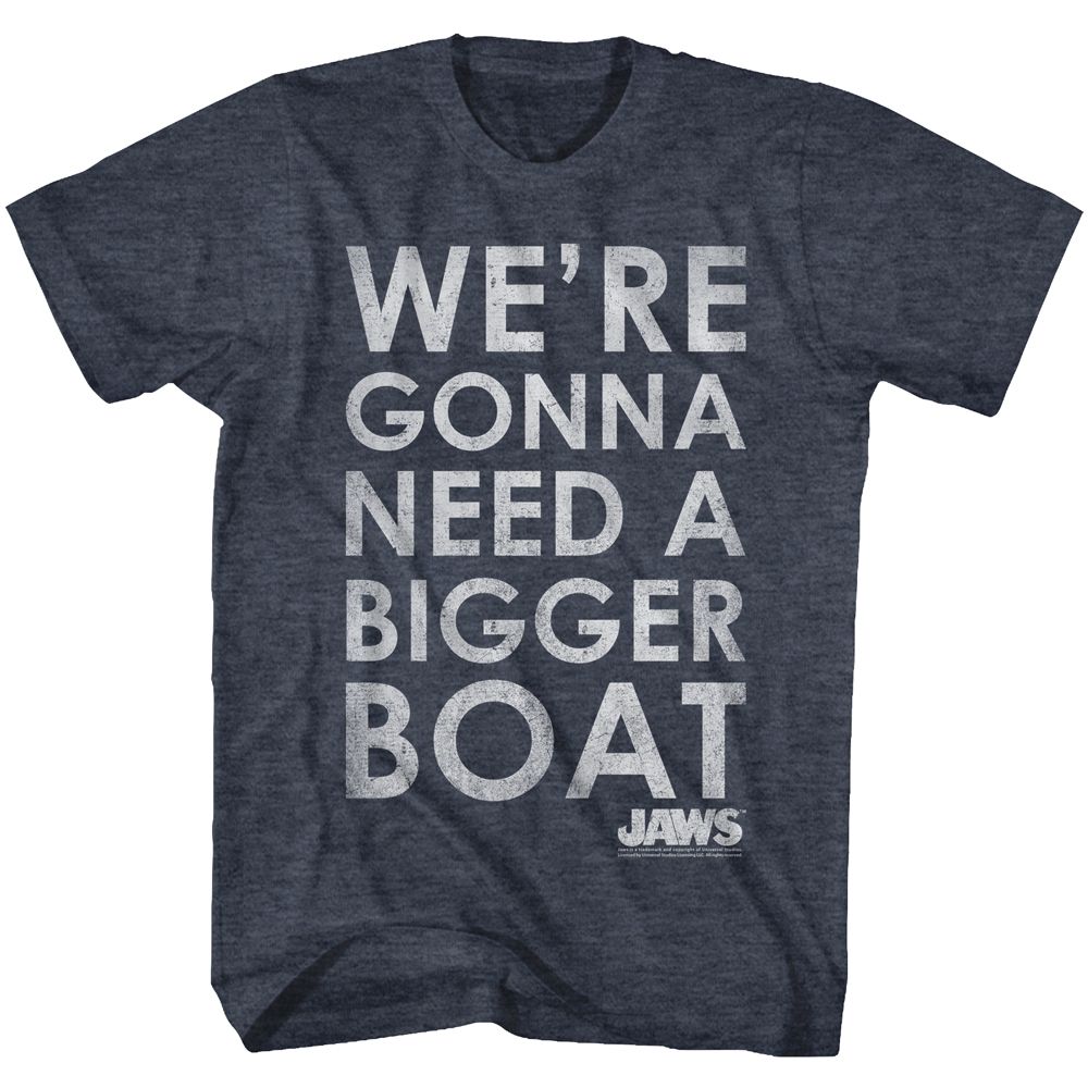 Wholesale JAWS Movie Bigger Boat Navy Adult T-Shirt