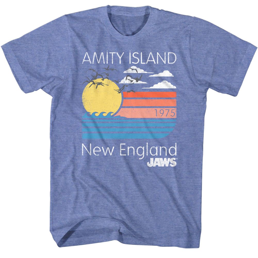 Wholesale JAWS Movie Pastels Heather Light Blue Adult T-Shirt