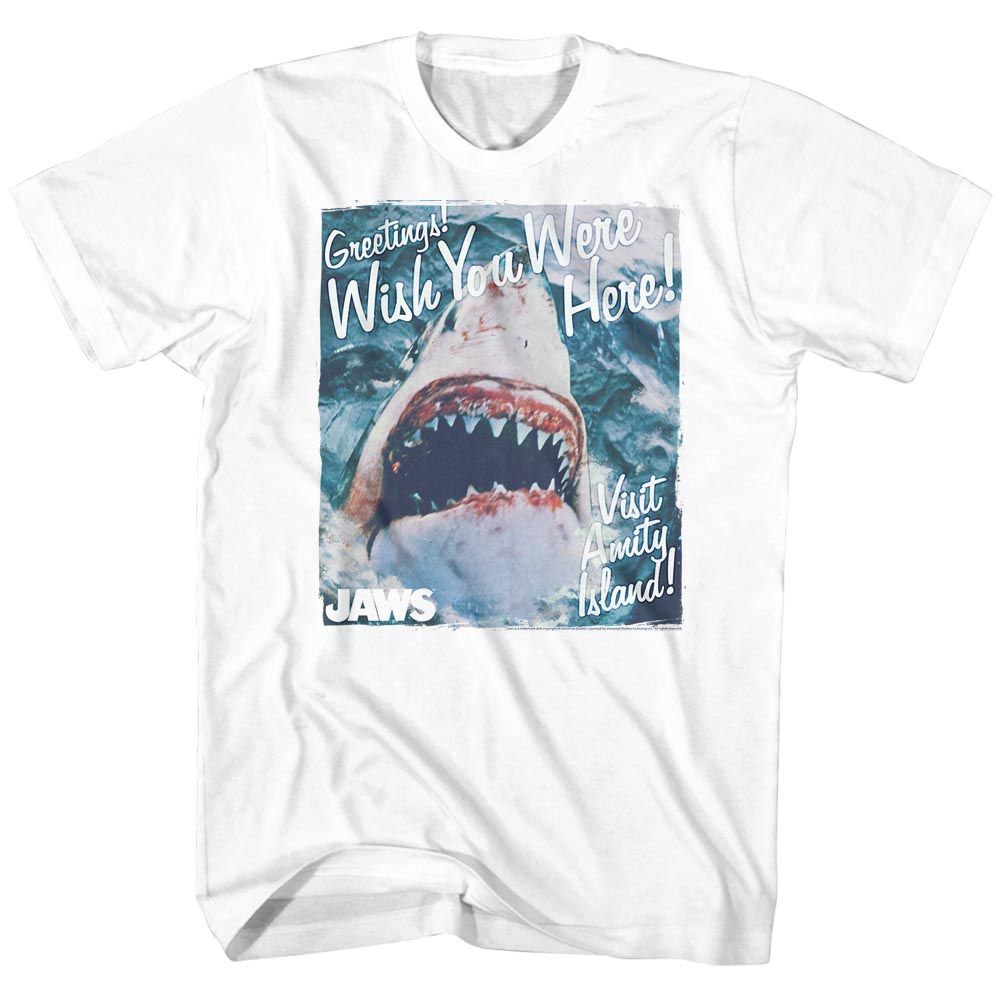 Wholesale JAWS Movie Greetings White Adult T-Shirt