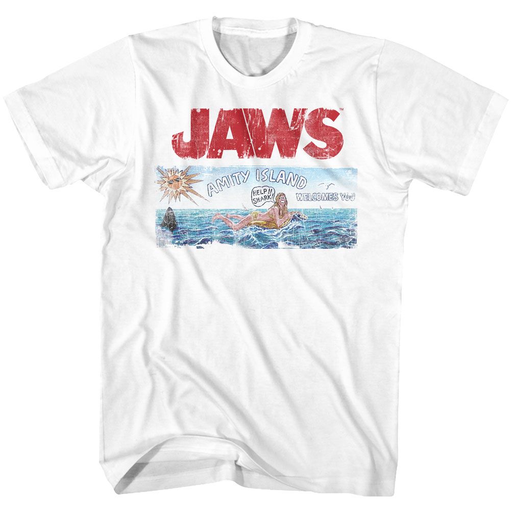 Wholesale JAWS Movie Island White Adult T-Shirt