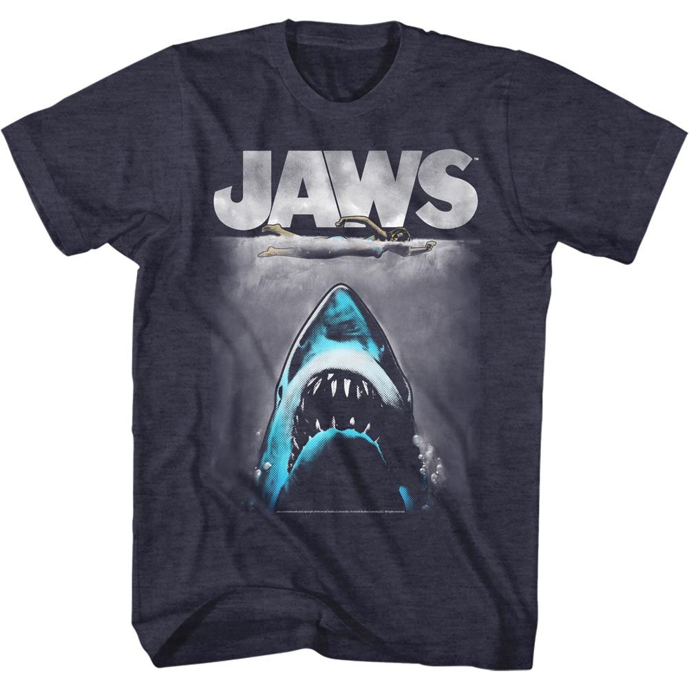 Wholesale JAWS Movie Lichtenstien2 Heather Navy Adult T-Shirt