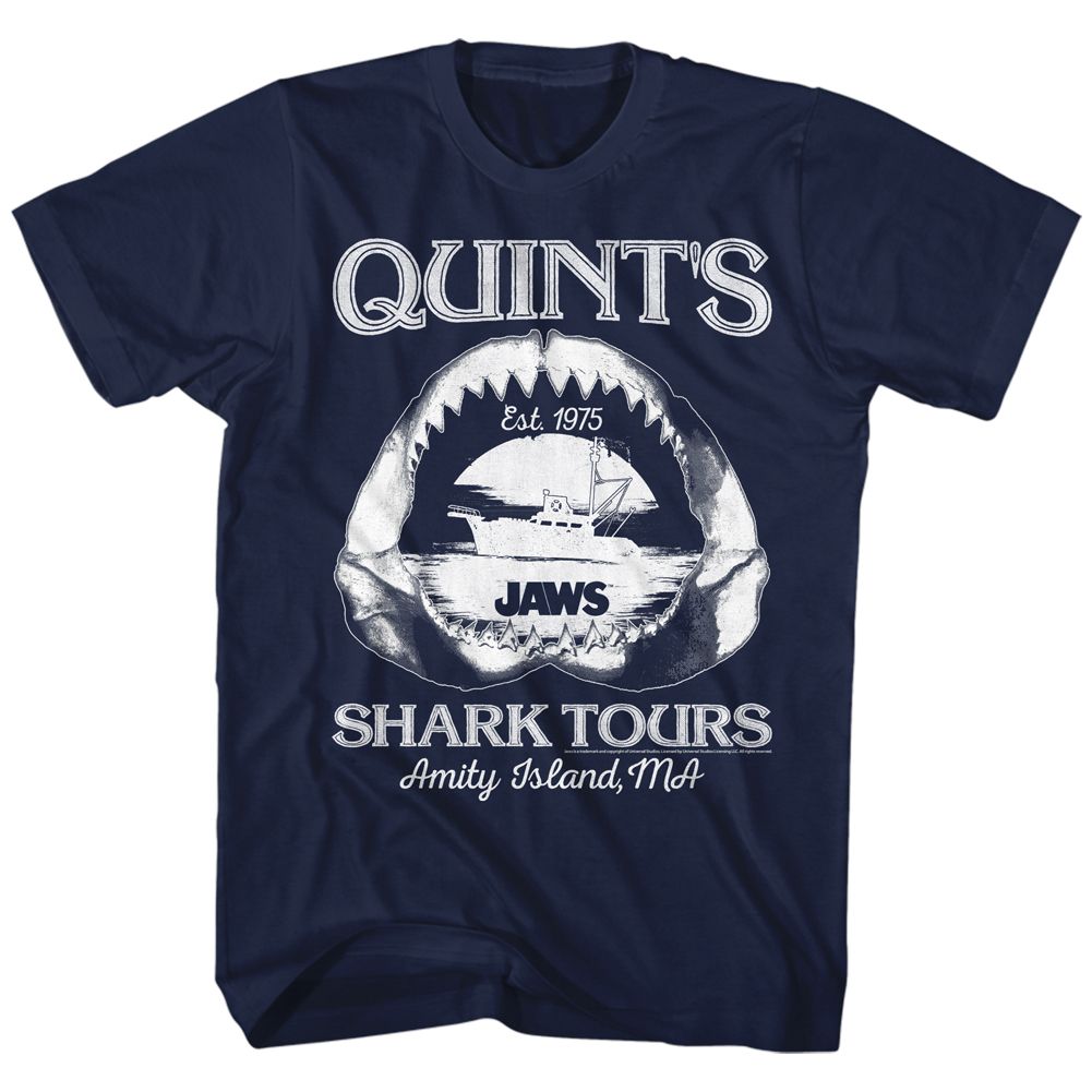 Wholesale JAWS Movie Shark Tours Navy Adult T-Shirt